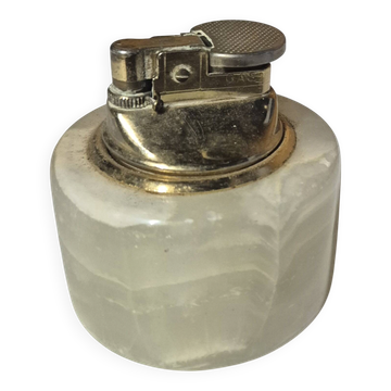 Briquet de table vintage pierre onyx métal doré