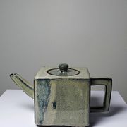 Service à thé chinois en terre cuite émaillée, théière et 4 tasses, années 1980