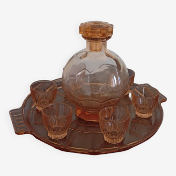 Vintage rosaline liqueur service