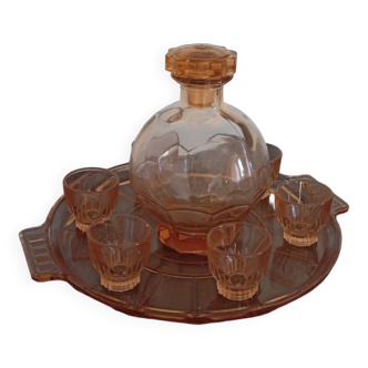 Vintage rosaline liqueur service