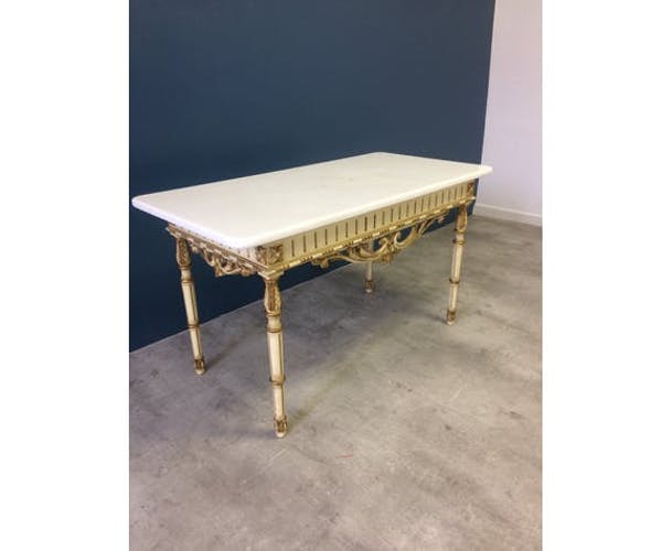 Antique wooden and marble coffee table