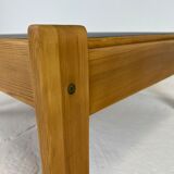 Modernist two-sided beech coffee table, 70s