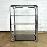 Vintage chrome rack with crystal smoked glass
