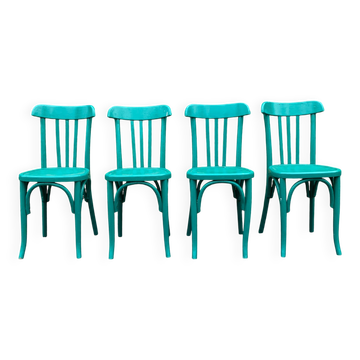 Set of 4 green bistro chairs