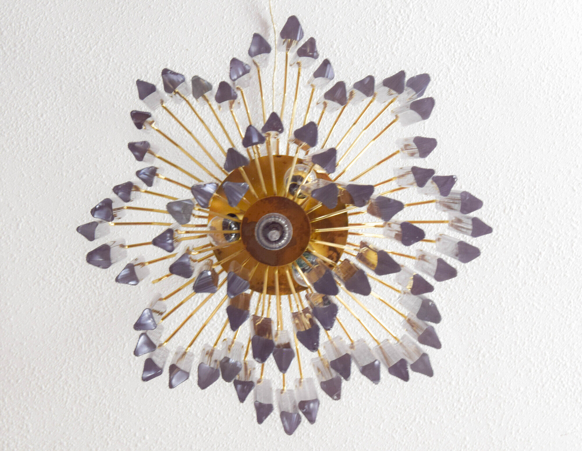 Mid century italian modern triedri murano glass venini chandelier