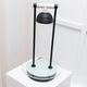 Vintage black metal table lamp with frosted glass disc, Italy, Postmodern Memphis 1980s