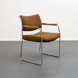 Armchair, 1960s, chrome metal frame, teak armrests.