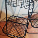 Set of 4 chairs garden foldable metal openwork Italian design Talin vintage black