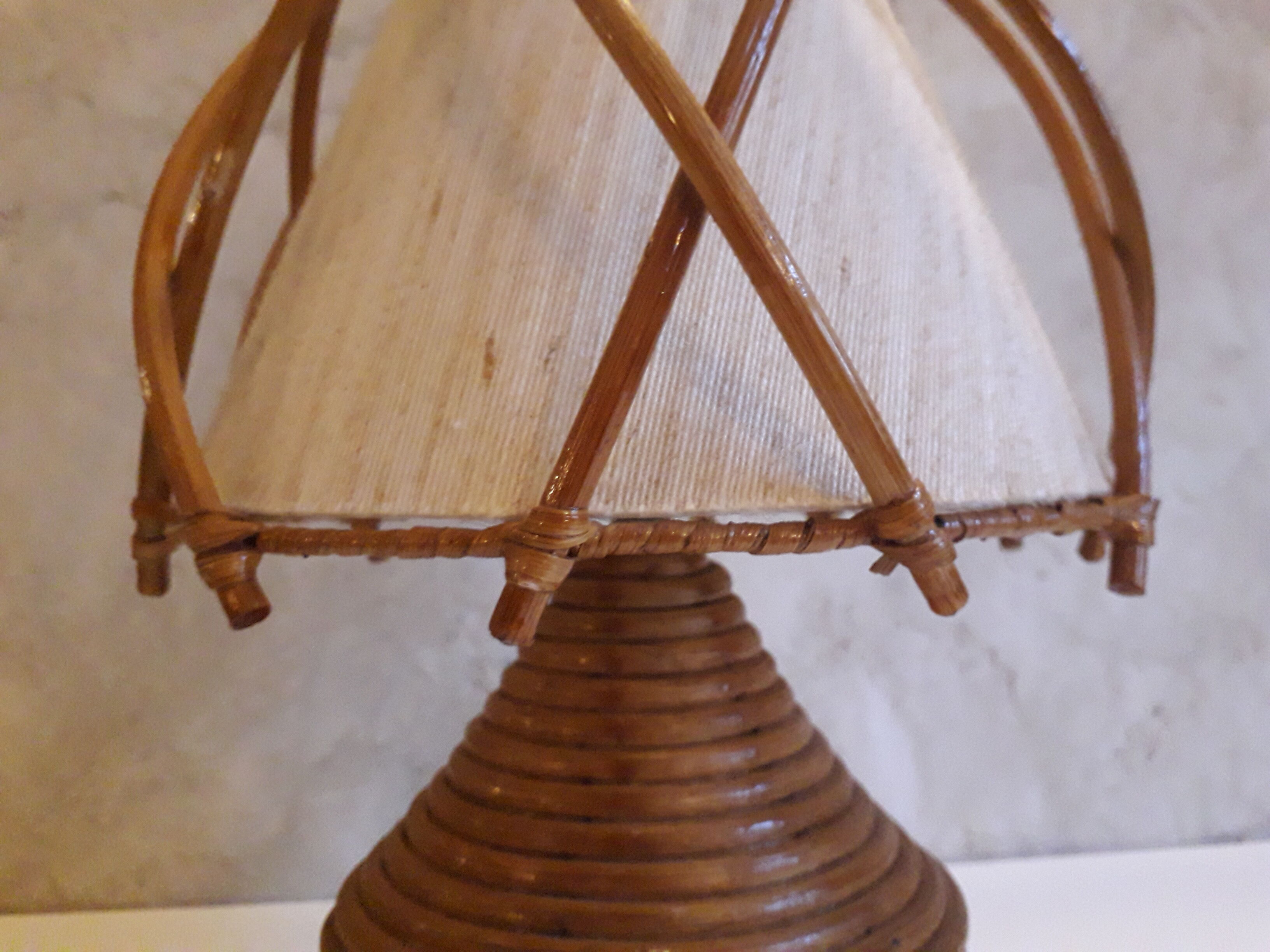 Rattan bedside lamp 60s