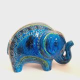 Vintage elephant statue, Aldo Londi for Bitossi, Rimini blue series.