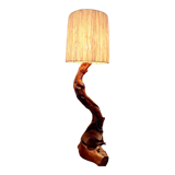 Brutalist lamp in olive wood 1970