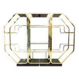 Laiton Verre Octogonal Etagere Hollywood Regency 70s Midcentury