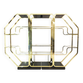 Brass Glass Octagonal Etagere Hollywood Regency 70s Midcentury