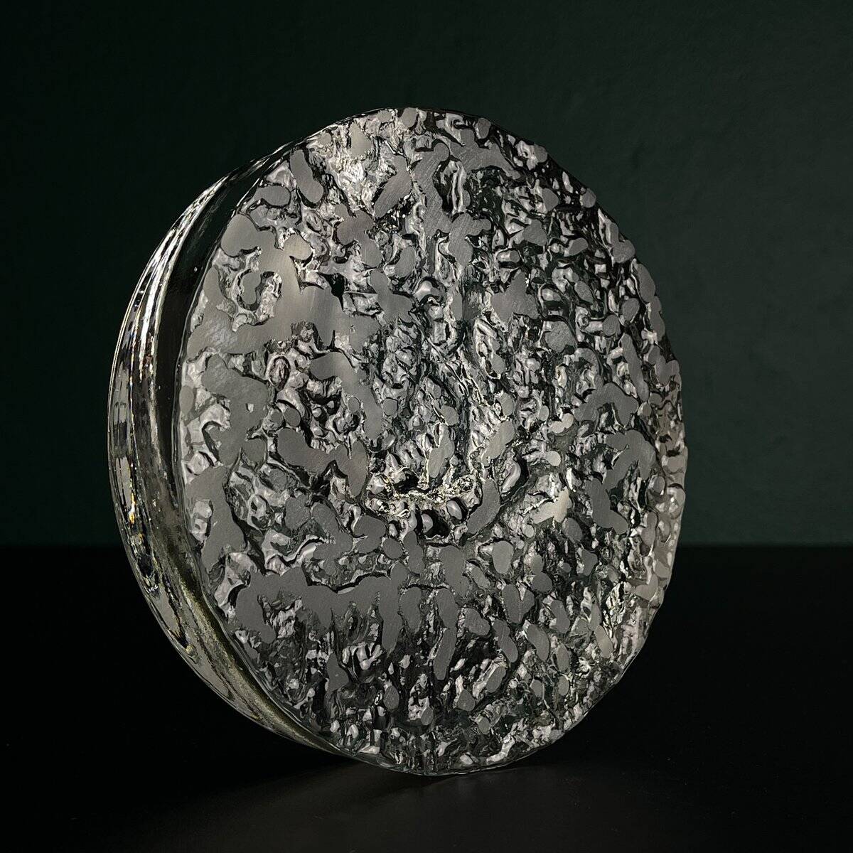 Vintage frosted glass ashtray by Kosta Boda, Sweden, 1970s.