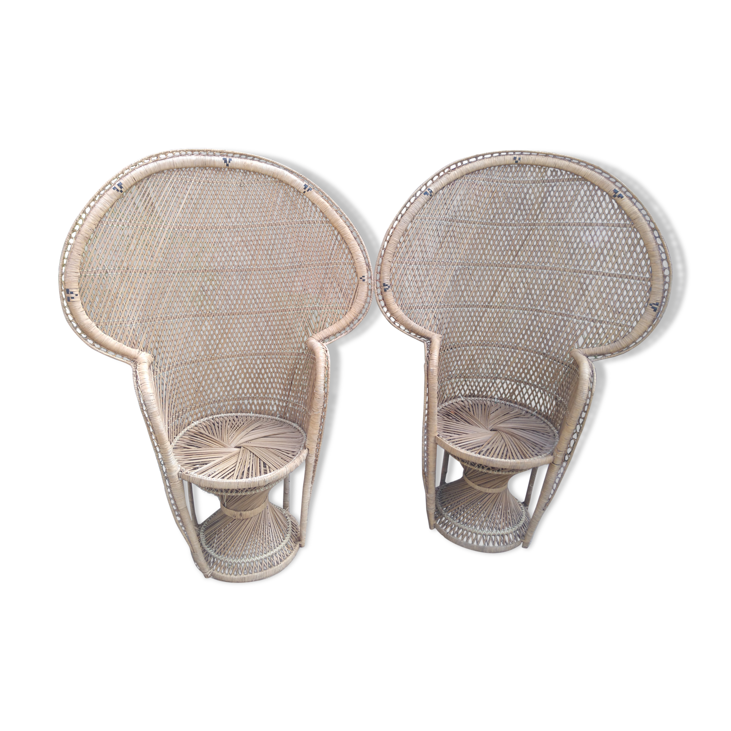 Pair of Emmanuelle rattan armchairs