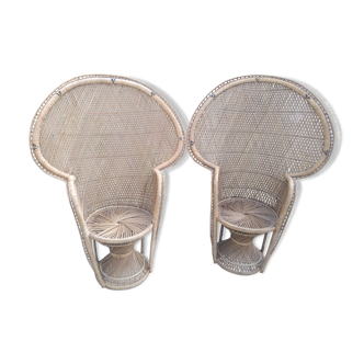Pair of Emmanuelle rattan armchairs