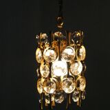 Hollywood Regency Brass & Crystal Glass Ceiling Lamp by Christoph Palme for Palwa