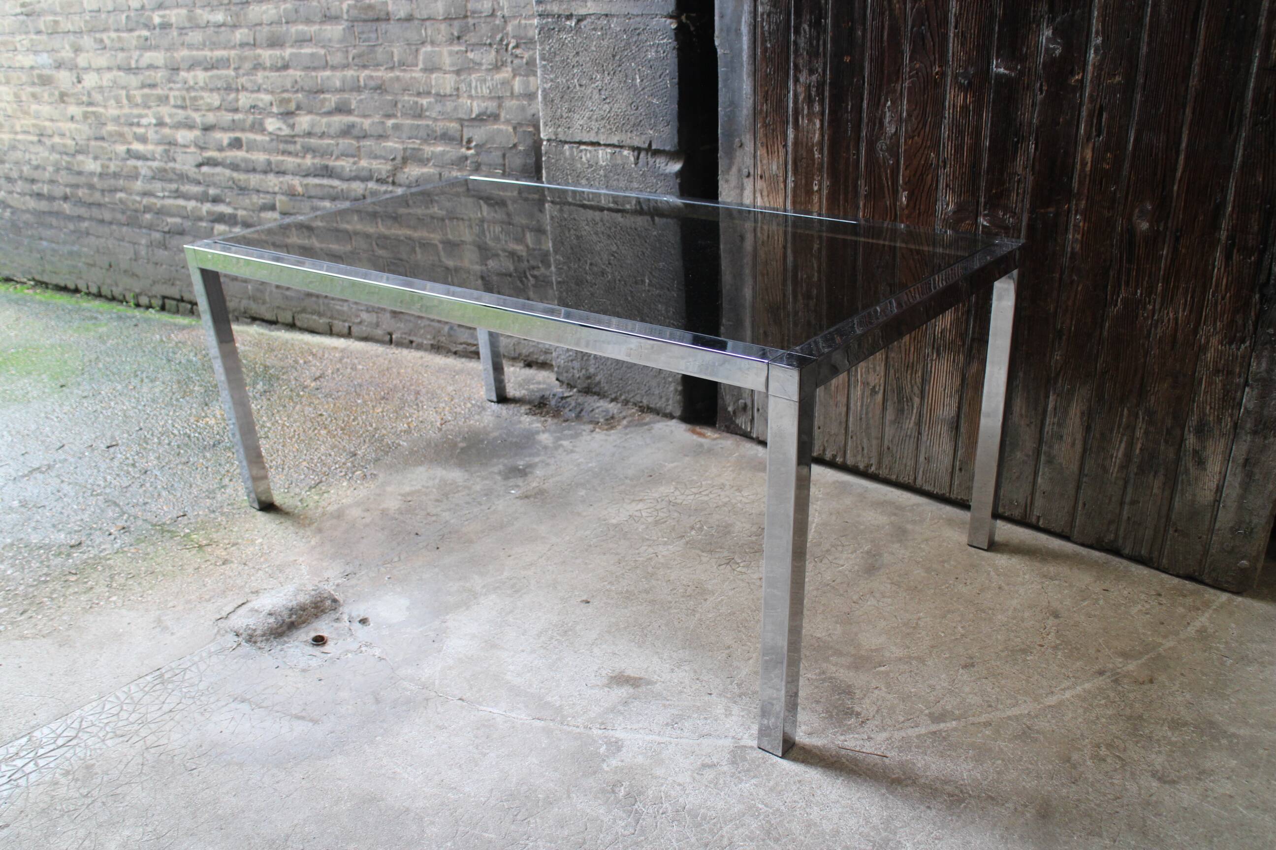 Vintage table chrome legs and smoked glass top