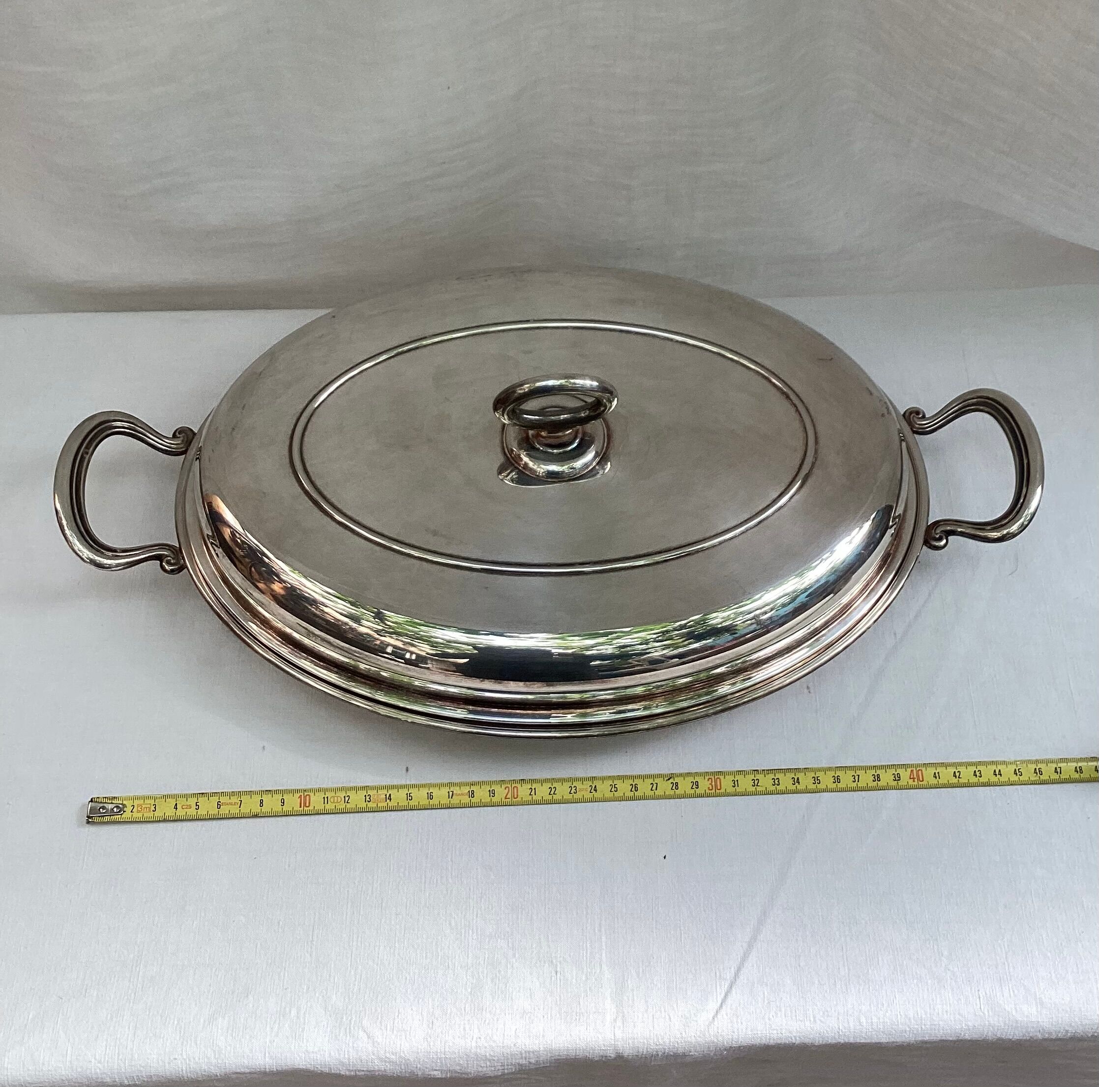 Silver metal covered dish signed Lancel dimension: height -14cm- width -48cm-