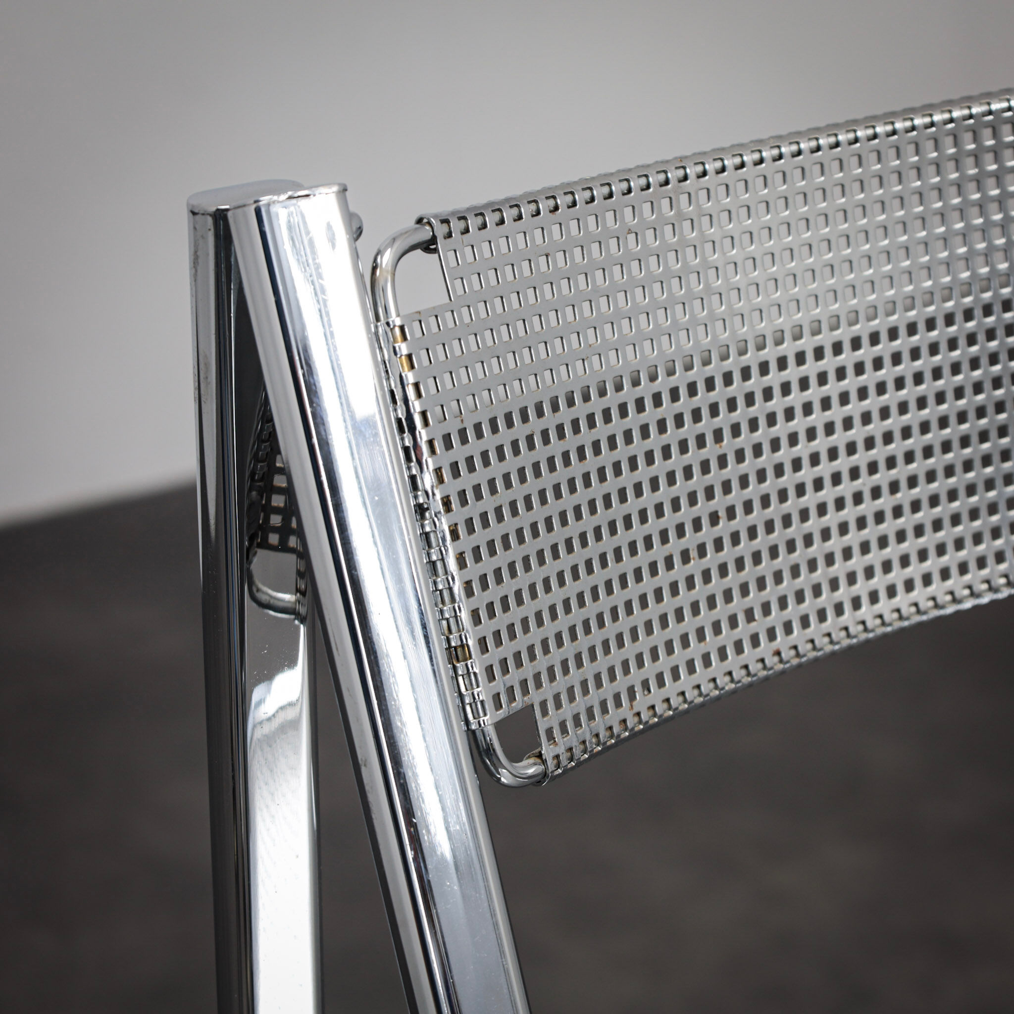 "Tamara" perforated metal folding chair by Arrben Italy (1980s)