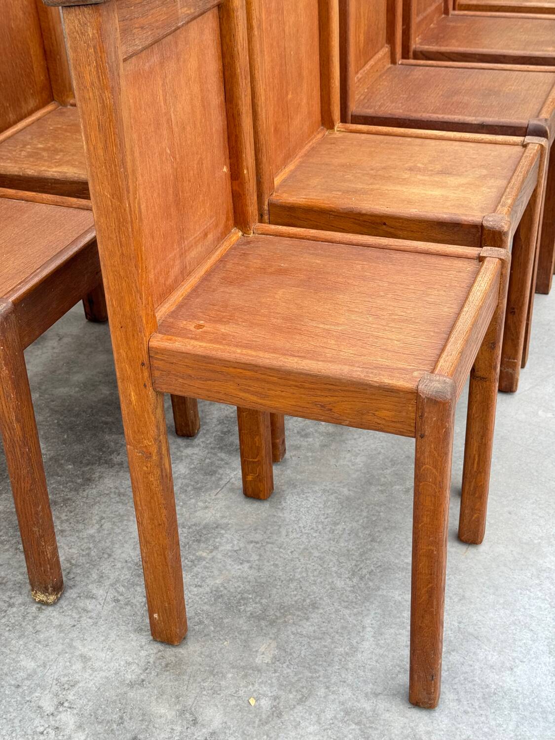 Set of 10 Brutalist Monastery Chairs from the 50s