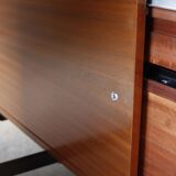 Mahogany veneer desk by Pierre Guariche for Minvielle, 1950s