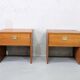 A pair of Scandinavian minimalist teak nightstand tables , 1960s