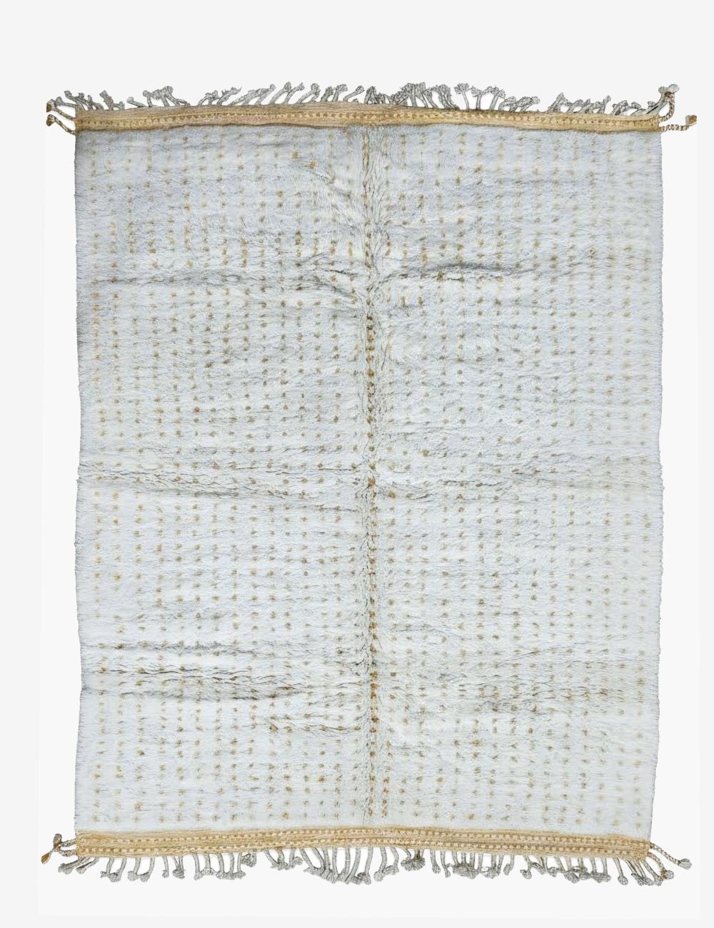 White carpet with yellow dots - 276 x 211 cm