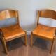 Set of 6 stackable chairs in fir wood.