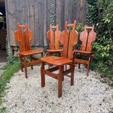 Suite de 4 chaises en teck massif en teck massif
