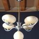 Lustre chrome metal 5 opalines jaune pale 1950