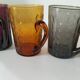Set of 4 coloured pressed glass mugs, vintage style.