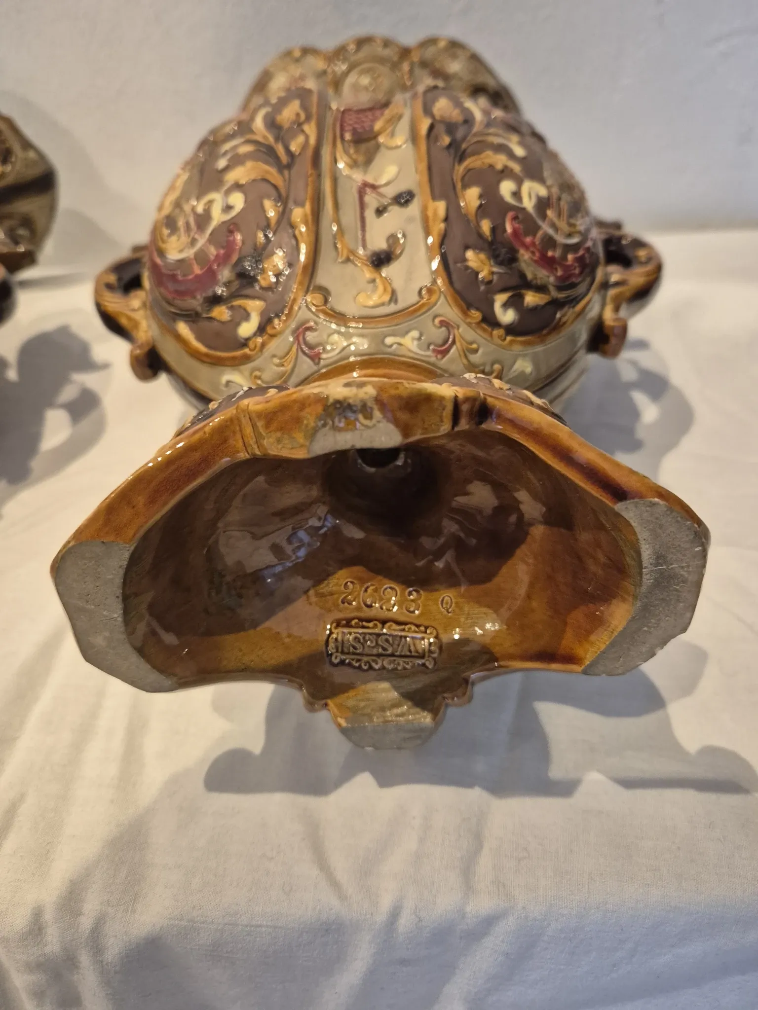 Pair of major vases in majolica - Wilhelm Schiller & Son