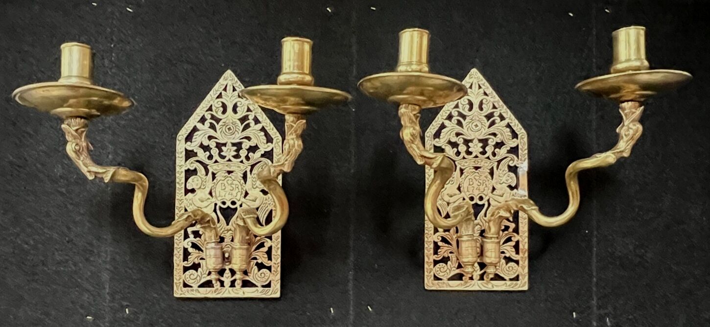 Wall candlesticks dated 1745