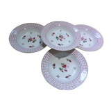 4 hollow plates Digoin Sarreguemines model Rosa