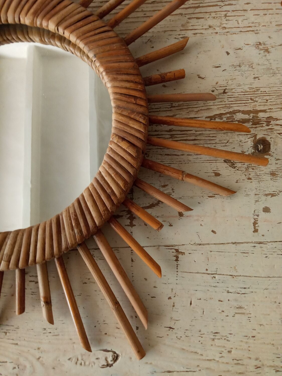 Rattan sun mirror