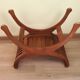 Solid Wood Curule Stool Vintage French Curved Slatted Seat Mid Century