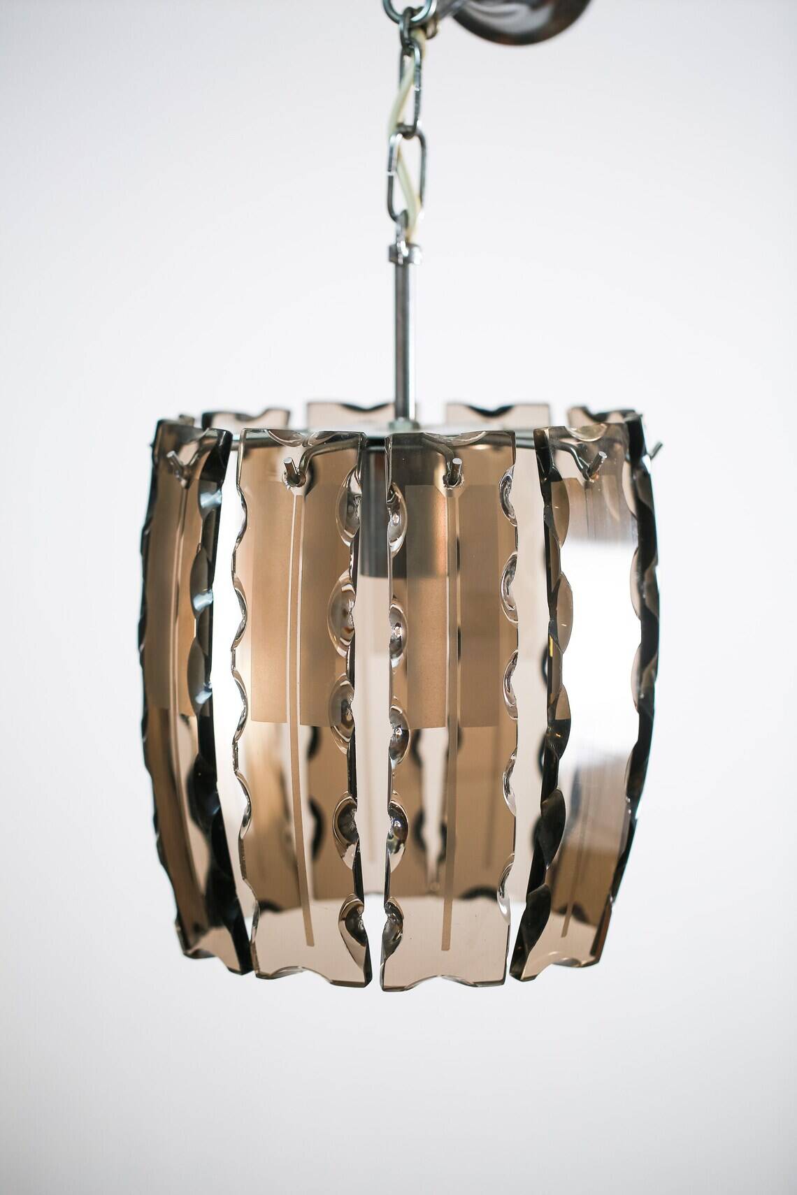 Vintage VECA Murano Glass Chandelier - 1970s Italian Pendant Lamp