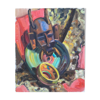 Hst/p painting "africanist still life" germaine claudot (1903-1996) l'atelier