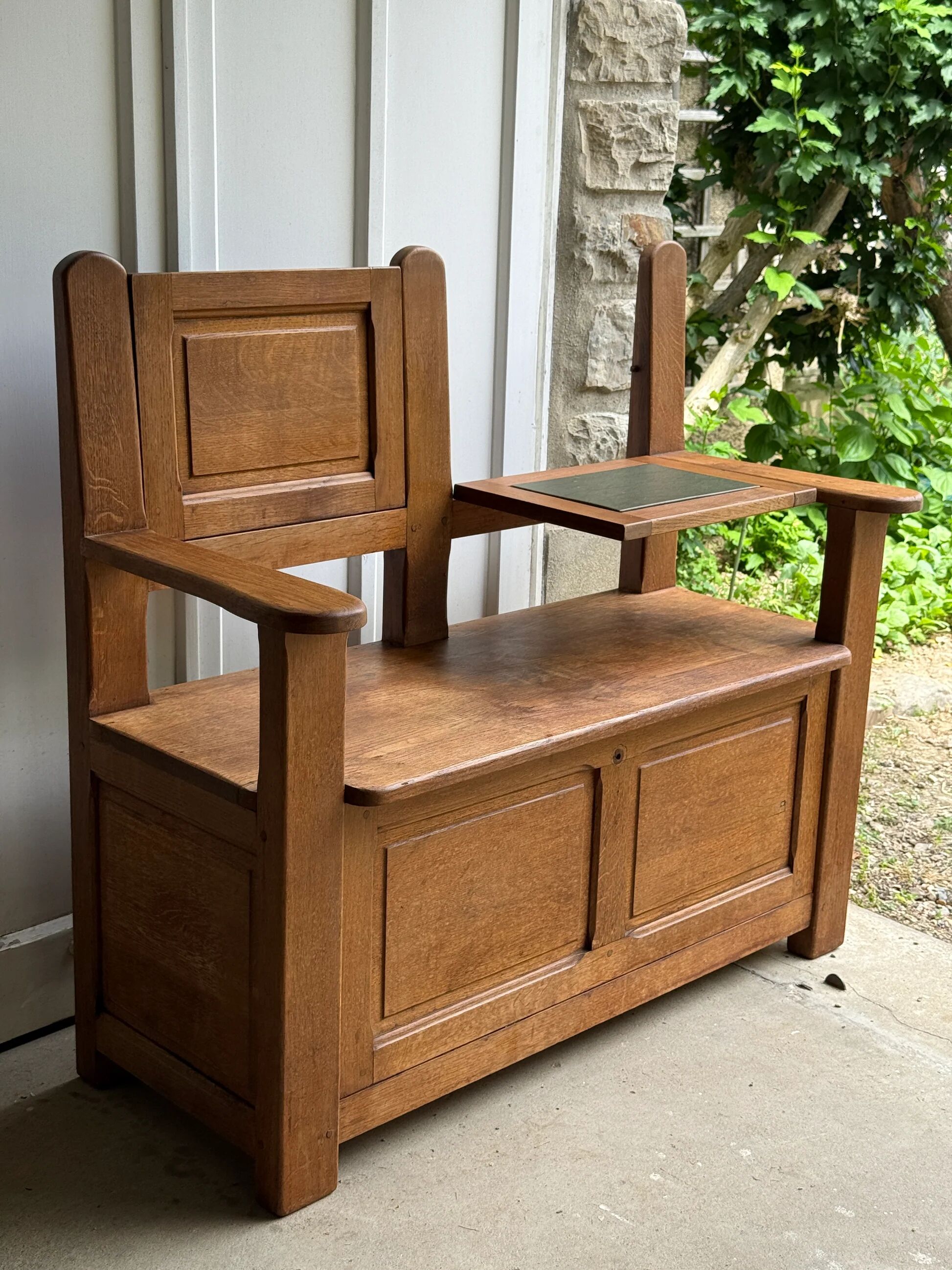 Singing bench / bench with storage chest in solid oak