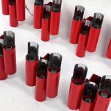 Set of 10 mid-century red and chrome wall lamps by Stilnovo, Italy 1970s