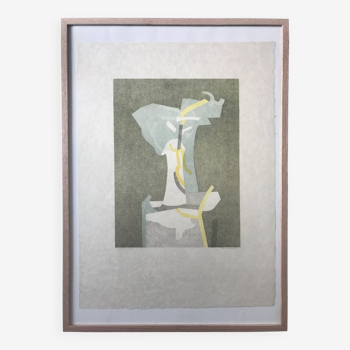 André Beaudin : Lithographie originale signée au crayon sur Japon nacré Fleurs III, 1970