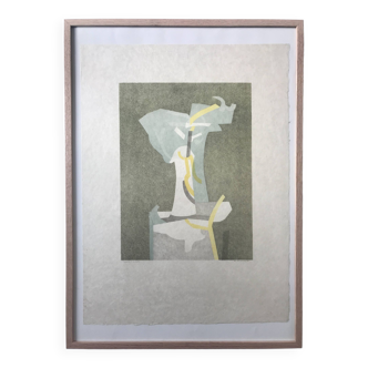 André Beaudin : Lithographie originale signée au crayon sur Japon nacré Fleurs III, 1970