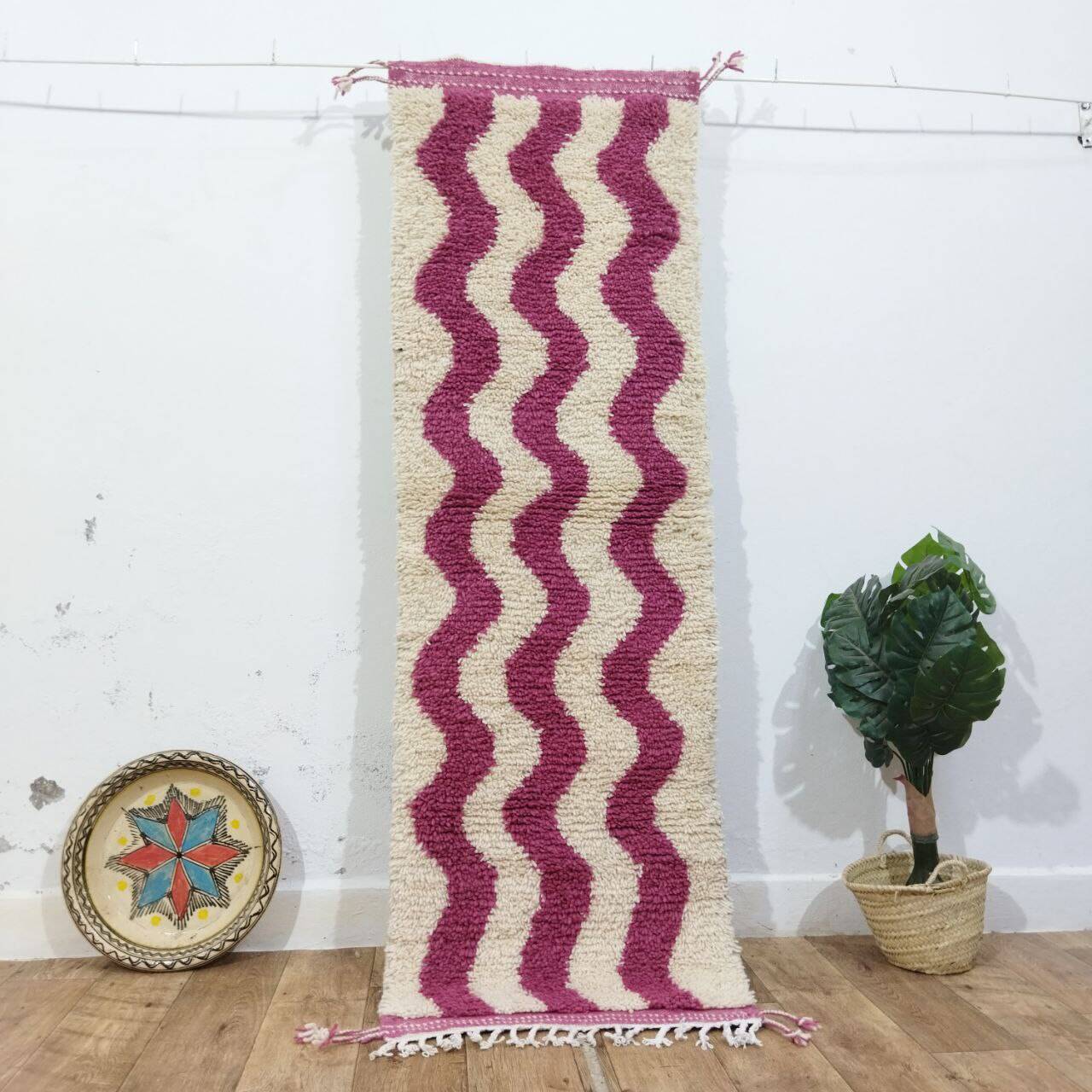 Tapis berbère Couloir Azilal en laine fait main 200 X 65 CM