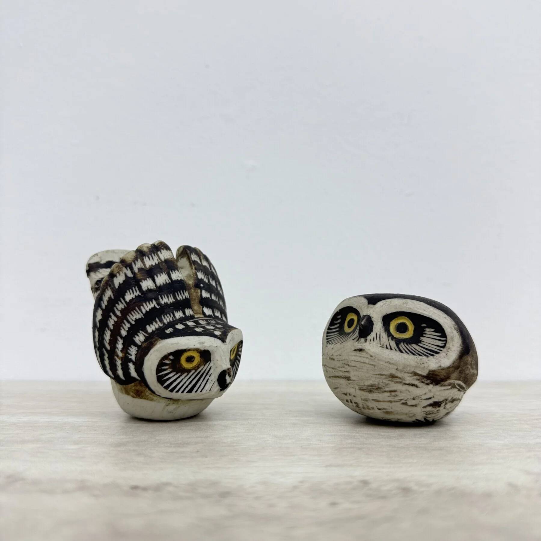 Set of 2 owls ceramic owl "Burr" made by Edvard Lindahl for Gustavsberg, 1960s