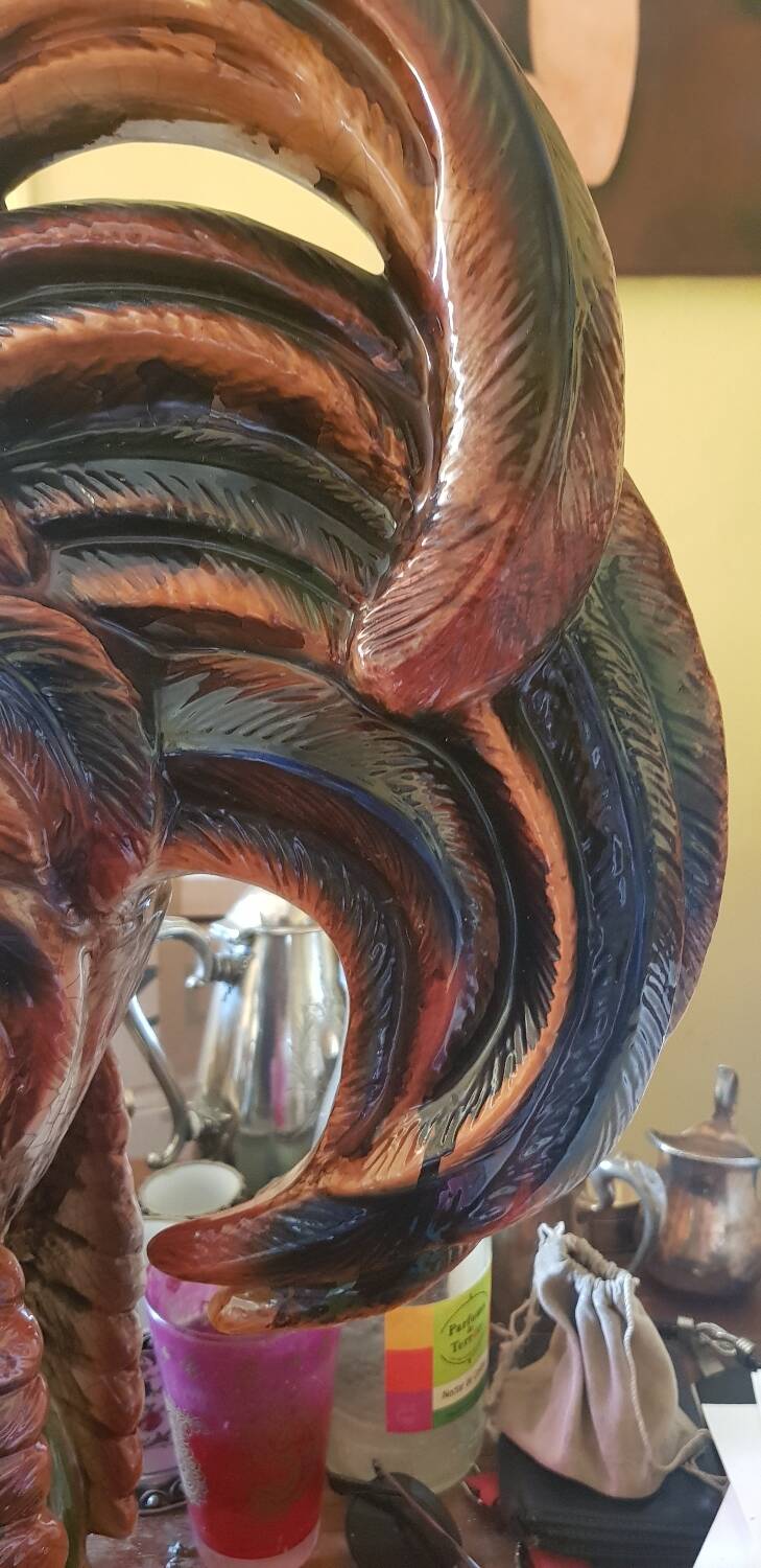 Large XXL cracked ceramic rooster 62 cm.