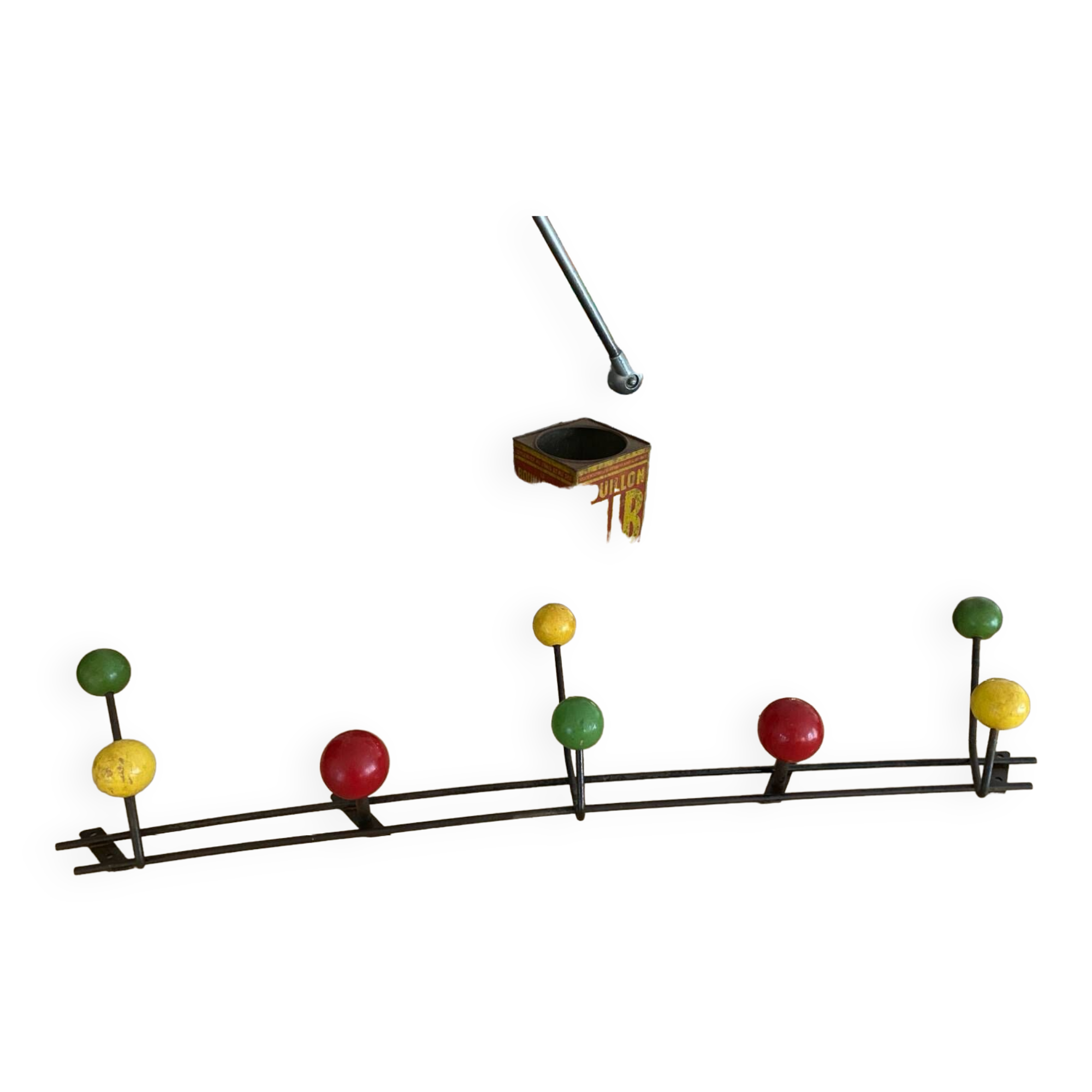 Wall coat rack with vintage balls
