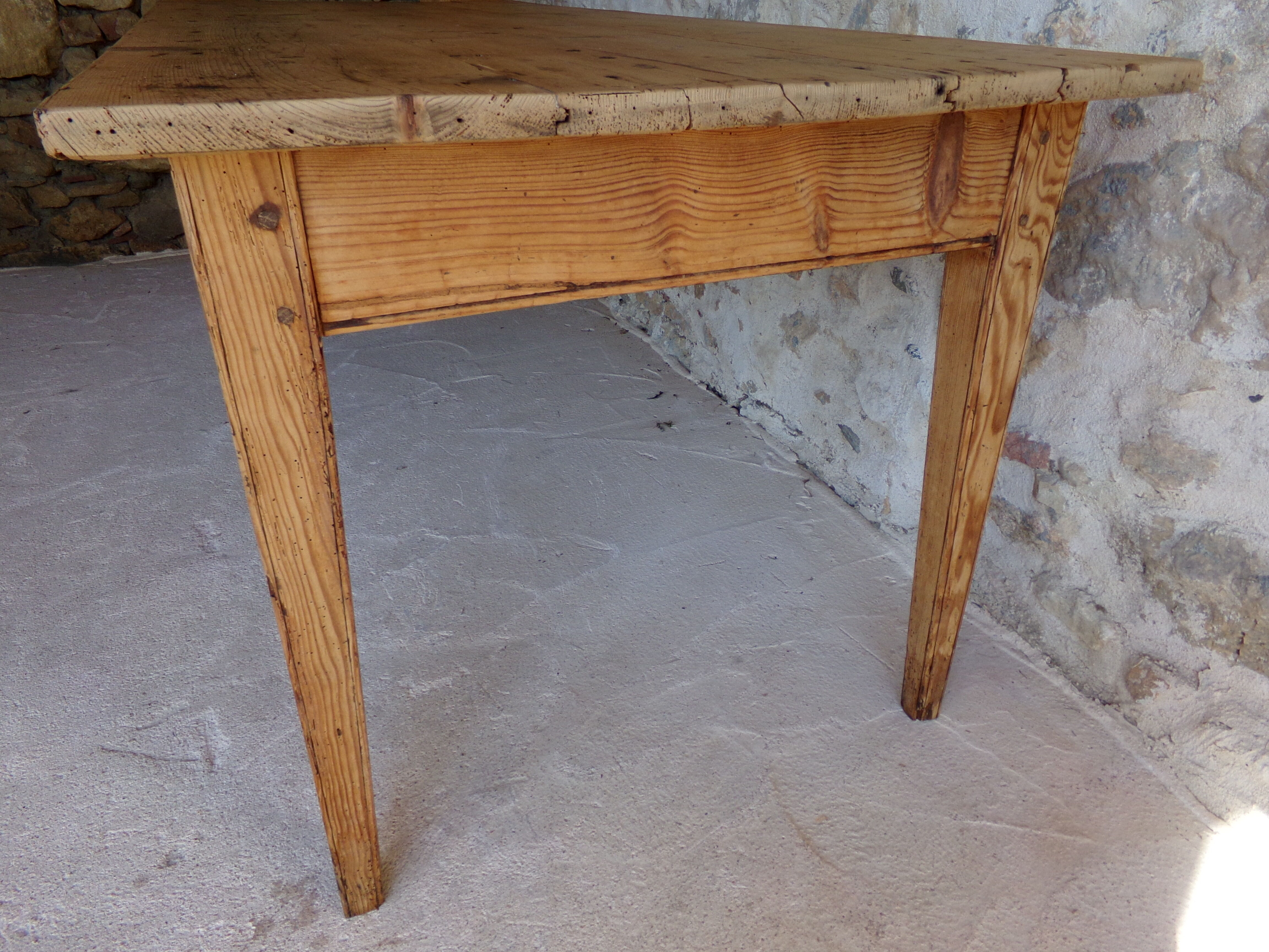 Farmhouse table in raw wood