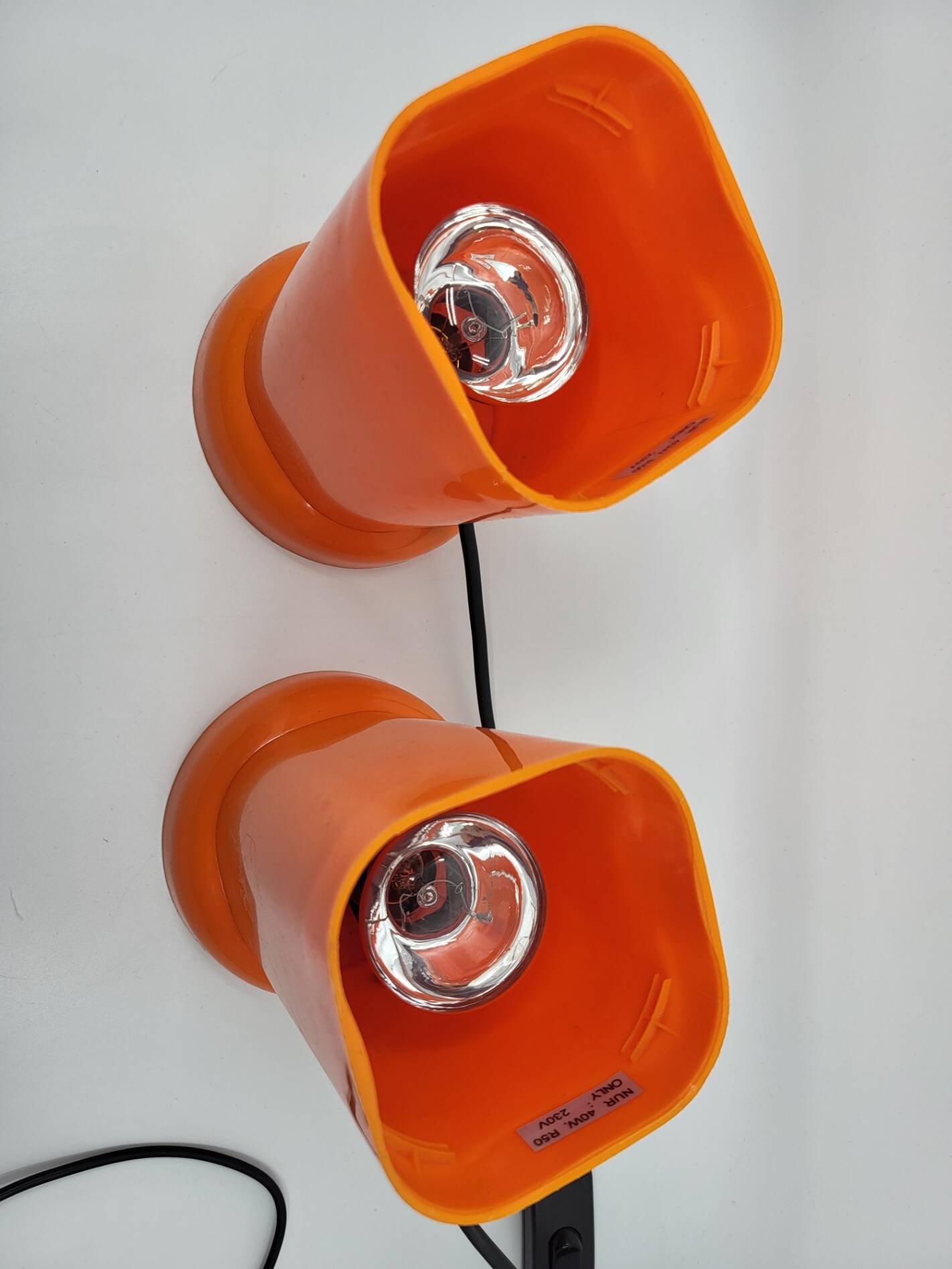 Designer lamp in orange plastic Space Age Vintage 1970 Vintage set of 2