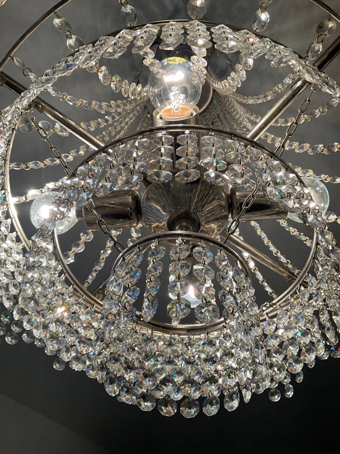 Lustre Montgolfière à pampilles en cristal